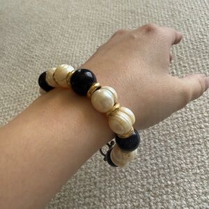 Pearl & Blue Goldstone Beaded Bracelet